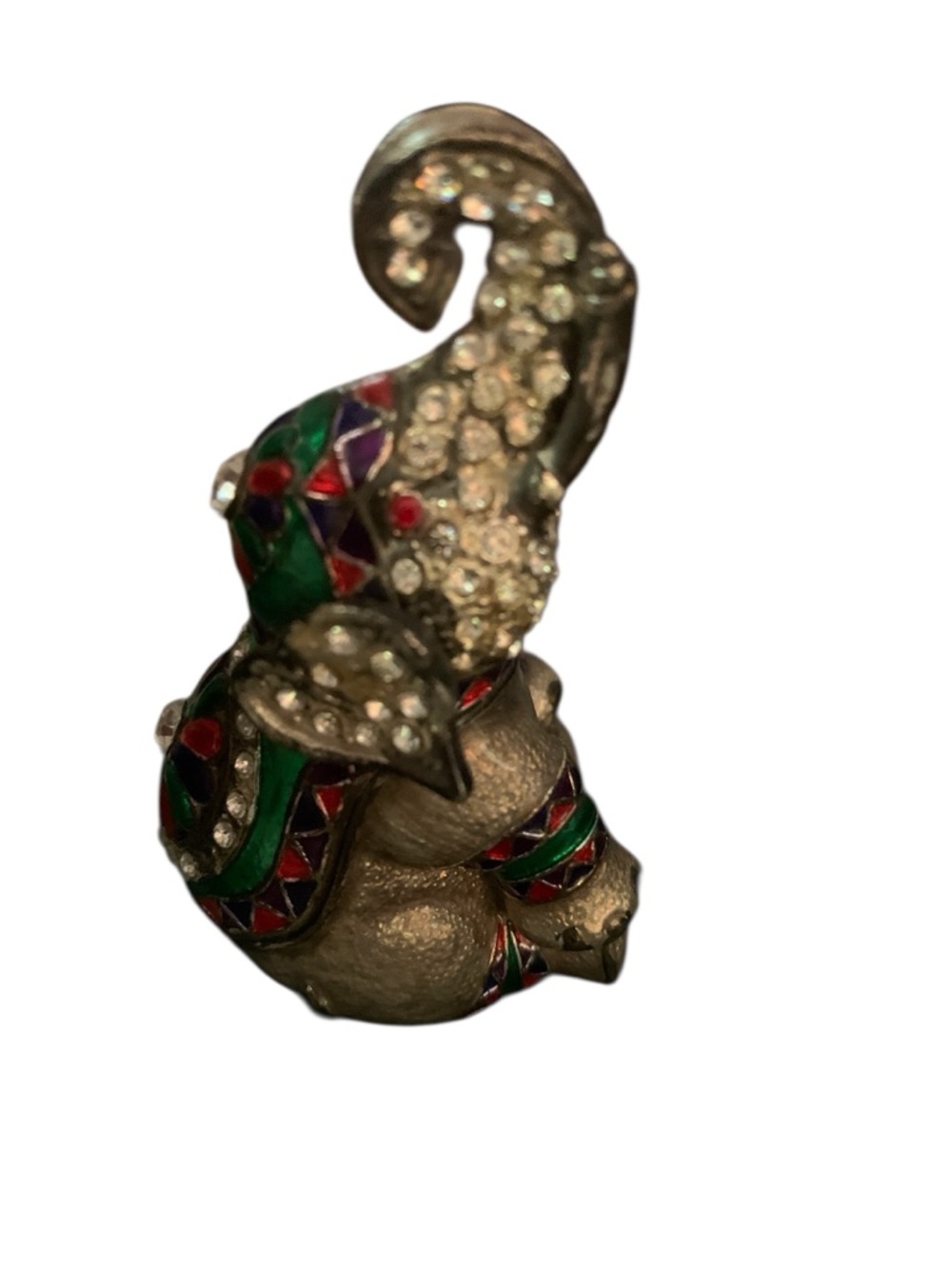 Jeweled Enamel Hinged Trinket Box Elephant Magnetic Close‎ Multicolor